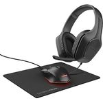 Trust Gaming GXT 790 Tridox Gaming PC Set - Leichtes Headset mit 50-mm-Treiber und 3,5-mm Klinke, Programmierbare USB Maus 200-6400 DPI, Mauspad, Gamer Setup für Computer/Laptop - Schwarz