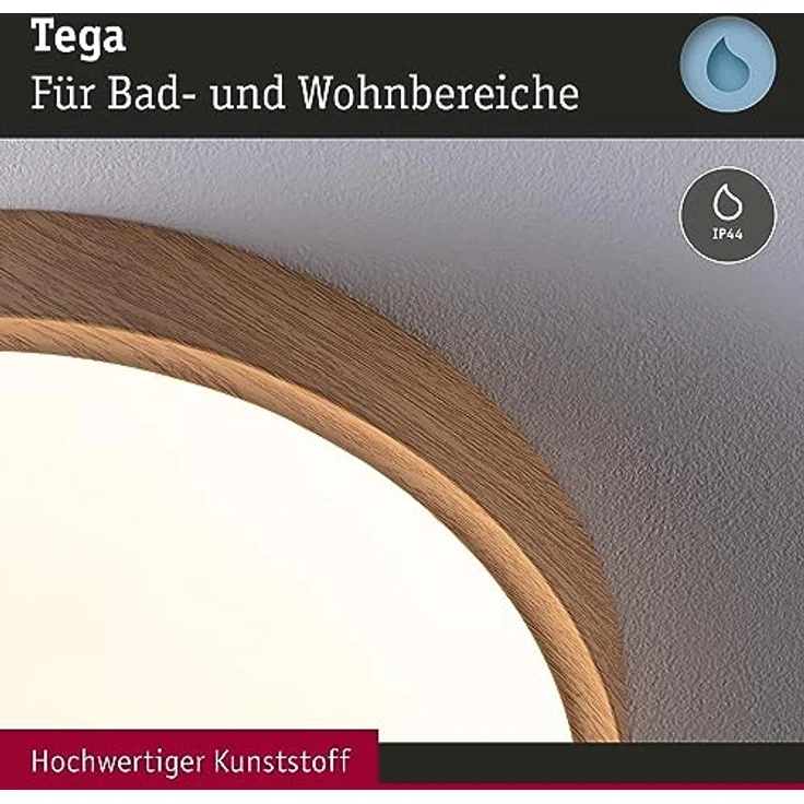 Paulmann 71085 LED Deckenleuchte Selection Bathroom Tega IP44 White Switch 1200lm 230V 22,5W Holzoptik Badleuchte Badleuchte – Bild 3