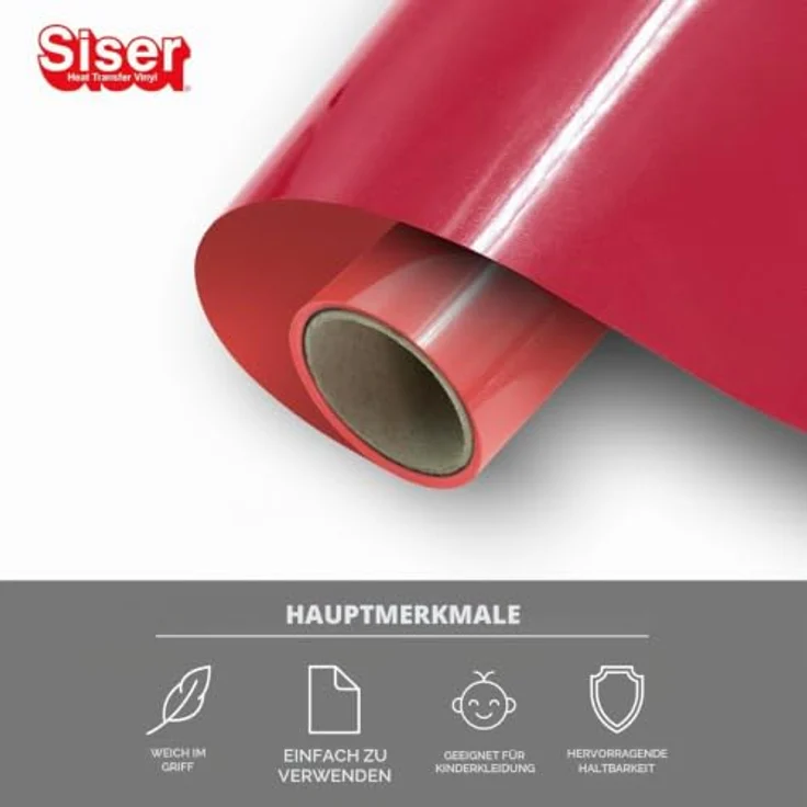 Siser Transferfolie, PVC-freie Folie für Cad-Cut® Anwendungen, Schnittbreite 30 cm, rot, hohe Waschbeständigkeit – Bild 2