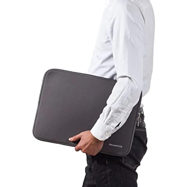 König Design Laptophülle 14 Zoll, stoßfeste Notebooktasche aus Polyester, grau – Bild 5