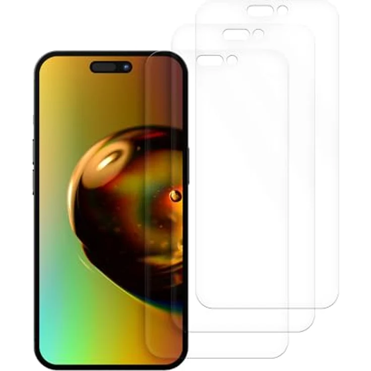 kwmobile 3X Displayschutzfolie kompatibel mit Apple iPhone 16 - klare Schutzfolien Set in transparent – Bild 4