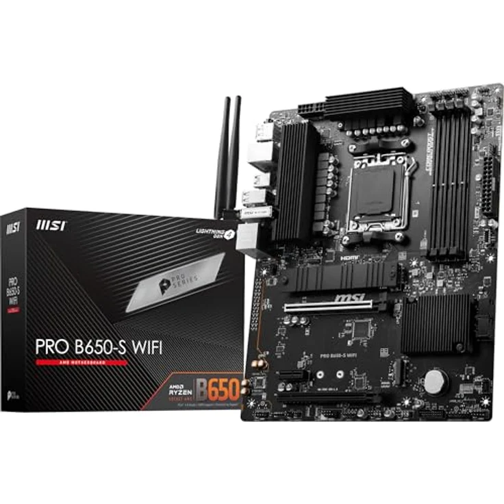 MSI PRO B650-S WiFi Motherboard, ATX - Unterstützt AMD Ryzen 7000 Serie Prozessoren, AM5 - DDR5 Memory Boost 6000+MHz/OC, 2 x PCIe 4.0 x16, 2 x M.2 Gen4, Wi-Fi 6E – Bild 1