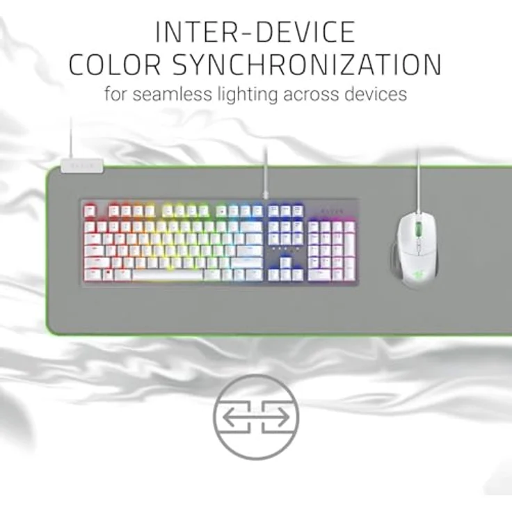 Razer Goliathus Extended Chroma Mercury - Extra große weiche XXL Gaming Maus-Matte mit RGB Beleuchtung (Kabelhalterung, Stoff-Oberfläche, gesteppter Rand, optimiert für alle Mäuse) Weiß – Bild 3