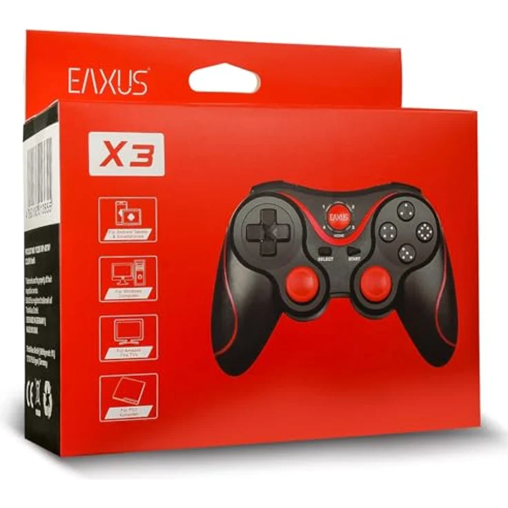 Eaxus X3 Wireless Controller, Bluetooth 5.0 Gamepad für PS3, Android, PC & Amazon Fire, Schwarz mit roten Highlights, 20 Stunden Akkulaufzeit – Bild 9
