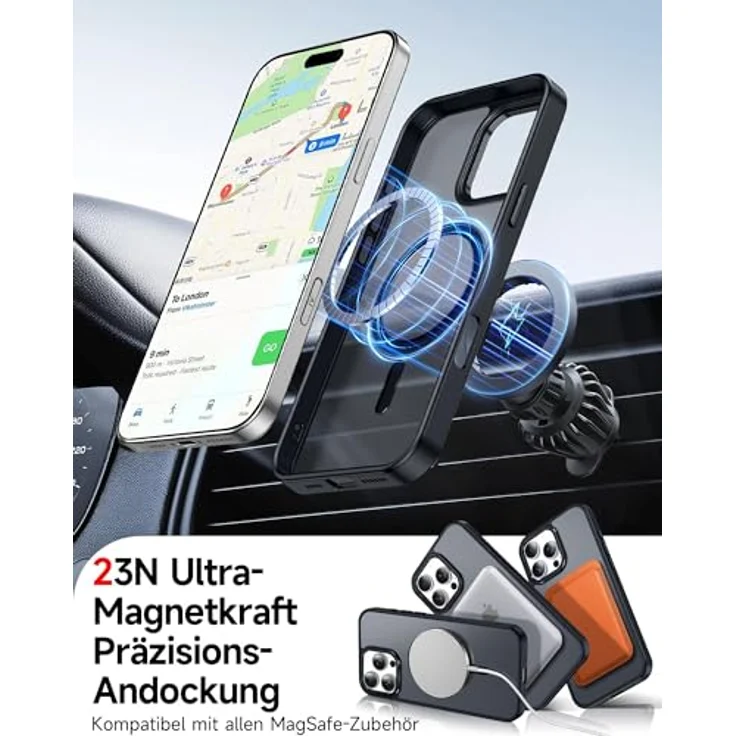 LeYi iPhone 16 Pro Hülle für MagSafe, Militärschutz, Dünn, Stoßfest, Kratzfest, Matt Schwarz, inkl. 2x Schutzfolie – Bild 3