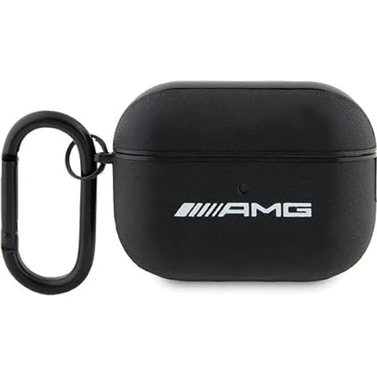 Mercedes AMG Amap2Slwk AirPods Pro 2, Schutzabdeckung aus schwarzem Leder mit auffälligem weißem Logo, 2022/2023