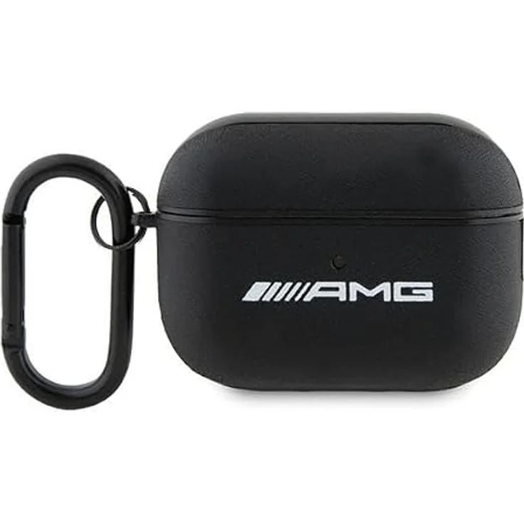 Mercedes AMG Amap2Slwk AirPods Pro 2, Schutzabdeckung aus schwarzem Leder mit auffälligem weißem Logo, 2022/2023 – Bild 1