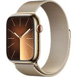 Apple Watch Series 9 GPS + Cellular, 45 mm Edelstahlgehäuse Gold, Milanaise Armband Gold