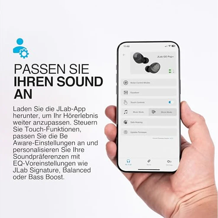 JLab Go Air Pop+ True Wireless Kopfhörer - Bluetooth 5.3, 35 Std. Akkulaufzeit, Lila – Bild 3