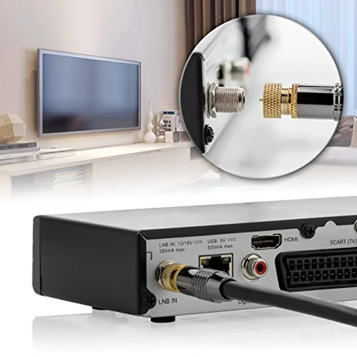 deleyCON 20m SAT Antennenkabel PREMIUM HDTV Satellitenkabel gewinkelt Koaxialkabel - F-Stecker (90° Grad) zu F-Stecker - Schwarz - METALL vergoldet – Bild 6