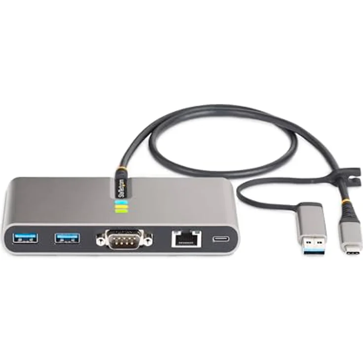 StarTech.com 2-Port USB-C Hub mit Ethernet und RS232 Port, USB-A Adapter, 100W Power Delivery Pass-Through, 2X USB-A 5Gbps – Bild 3