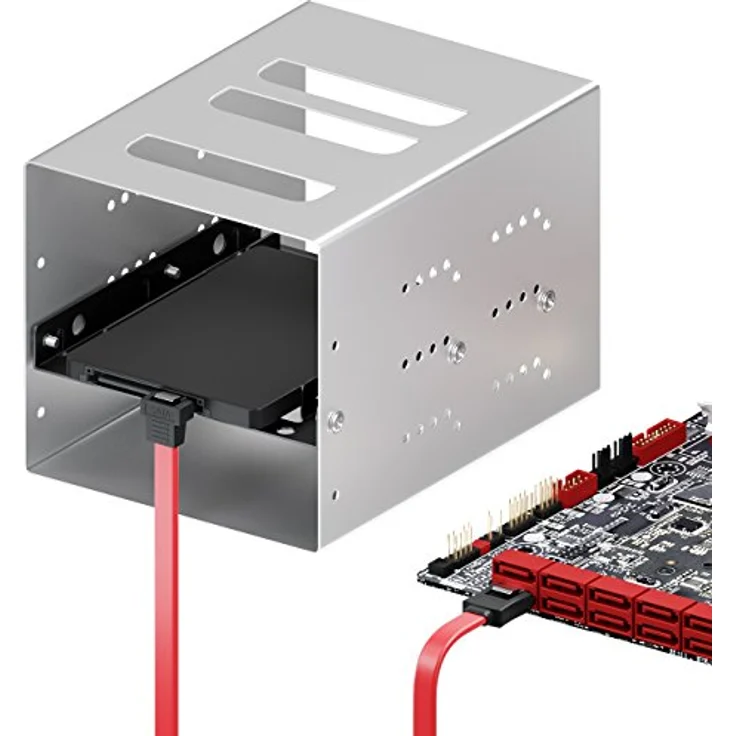 deleyCON [0,3m] S-ATA 3 Winkel-Kabel - flexibles PREMIUM SATA 3 HDD / SSD Datenkabel mit Clip - 1x Stecker gerade zu 1x Stecker 90° Grad gewinkelt - bis 6 GBit/s - Länge: 30cm / Farbe: Rot – Bild 6