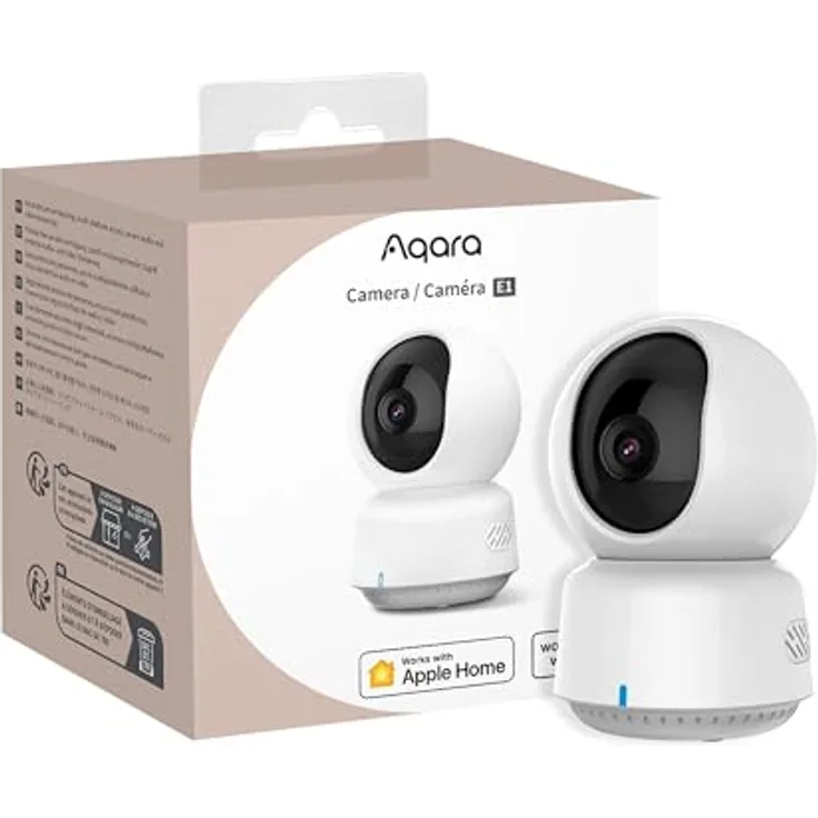 Aqara 2K Innenraum-Sicherheitskamera E1, Schwenken & Neigen, HomeKit Secure Video, Zwei-Wege-Audio, Nachtsicht, Personenverfolgung, Wi-Fi 6, Unterstützt HomeKit, Alexa, Google Home und IFTTT