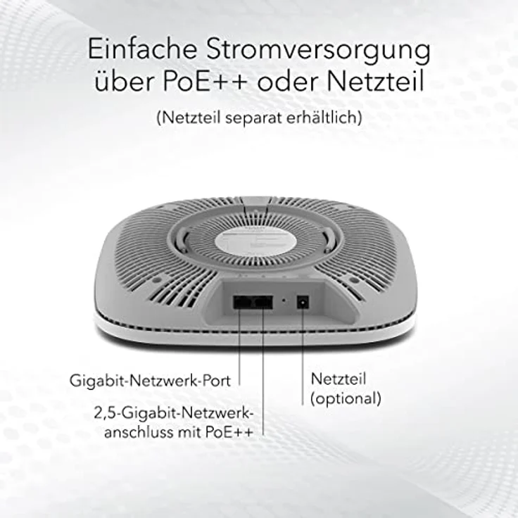 NETGEAR WAX630E WiFi 6E WLAN Access Point (AXE7800 Tri-Band, WPA3, 802.11ax Mesh-fähig, 2.5G LAN, Lokal oder Insight Remote Management, PoE++ powered - Netzteil optional) – Bild 4