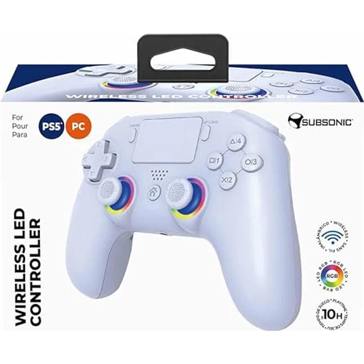 Subsonic Wireless LED Controller für PS5, Gaming Controller mit vibrations- und touchpad-Funktion, Weiss – Bild 9