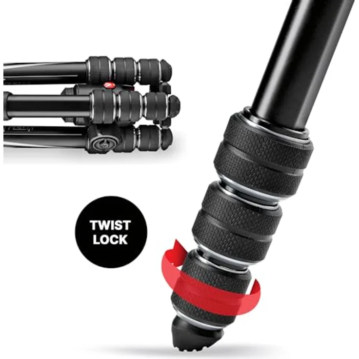 Manfrotto Befree Advanced GT Alu Reisestativ Twist (Drehverschluss) mit Kugelkopf, inkl.Tasche (für Canon, Nikon, Sony, DSLR, CSC, Spiegellose Kamera, Traglast:1kg, Packmaß:43cm, Gewicht:1,85kg) – Bild 7