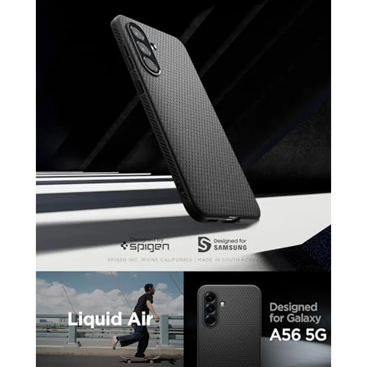 Spigen Liquid Air Hülle für Samsung Galaxy A56 5G [Anti-Rutsch] mit Militärschutz und Stoßfesten Schutzecken – Matte Black – Bild 2