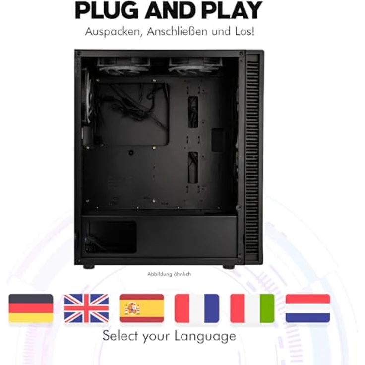 DCL24.DE Gamer PC Ryzen 5 5500, RTX3050, 16GB RAM, 500GB SSD, schwarz mit RGB LED Gehäusebeleuchtung – Bild 4