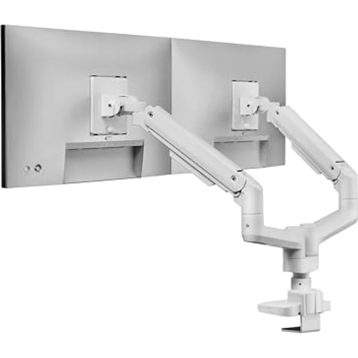 Equip 650183 17"-35" Hochleistungs-Tischhalterung für Zwei Monitore, weiß - Gasfederstruktur, neigbares Design, Kabelklemmen – Bild 5