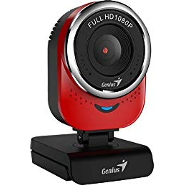 Genius Webcam QCam 6000, Full HD 1080p Webcam mit digitalem Mikrofon und 360-Grad-Drehung, Rot – Bild 5