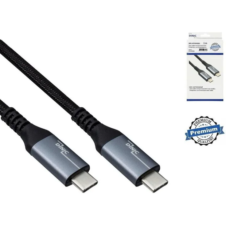 DINIC USB-C 3.2 HQ Kabel, Schwarz, 0,5 m, unterstützt 100W Aufladung (20V/5A), 20 GBit/s Datenübertragungsrate