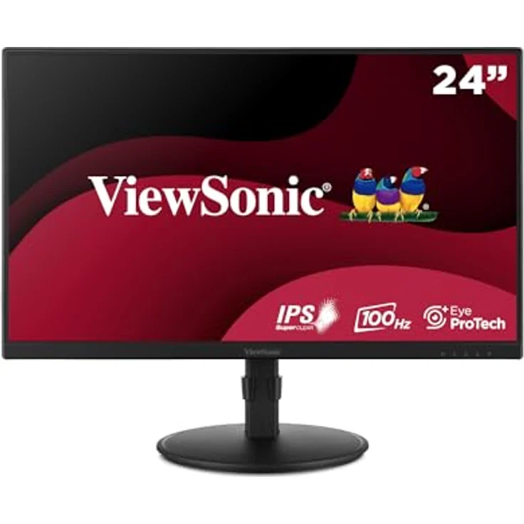 ViewSonic VA2408-HDJ 24” IPS Full HD 100Hz Ergonomic Monitor with VGA, HDMI, DipsplayPort, Height Adjust - Office-Monitor mit 99% sRGB SuperClear IPS panel – Bild 1