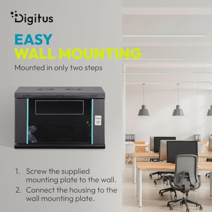 DIGITUS Wandgehäuse Dynamic-N Serie, 12HE unmontiert, 600x450 mm, schwarz, 19 Zoll Rack – Bild 6