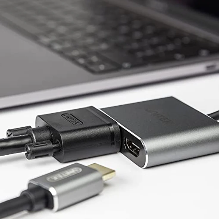 uHUB Q4 Lite 4-in-1 USB-C Hub mit MST Dual Display und PD 100W D1049A / 4K@60Hz UHD HDMI & Full HD VGA/USB-C PD 100W Laden & USB-A Datensynchronisation – Bild 4