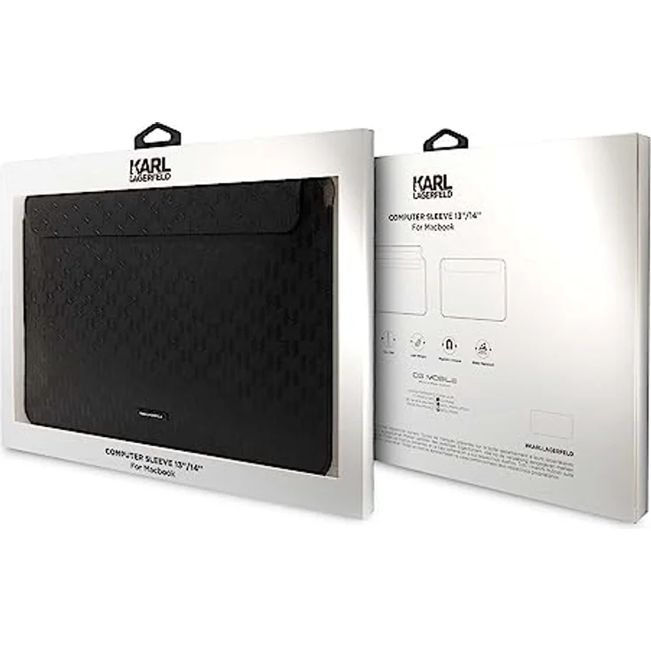 Karl Lagerfeld Sleeve KLCS14SAKCPMK, 14" Laptop-Tasche aus ökologischem Leder in Schwarz Saffiano, Karl&Choupette – Bild 4