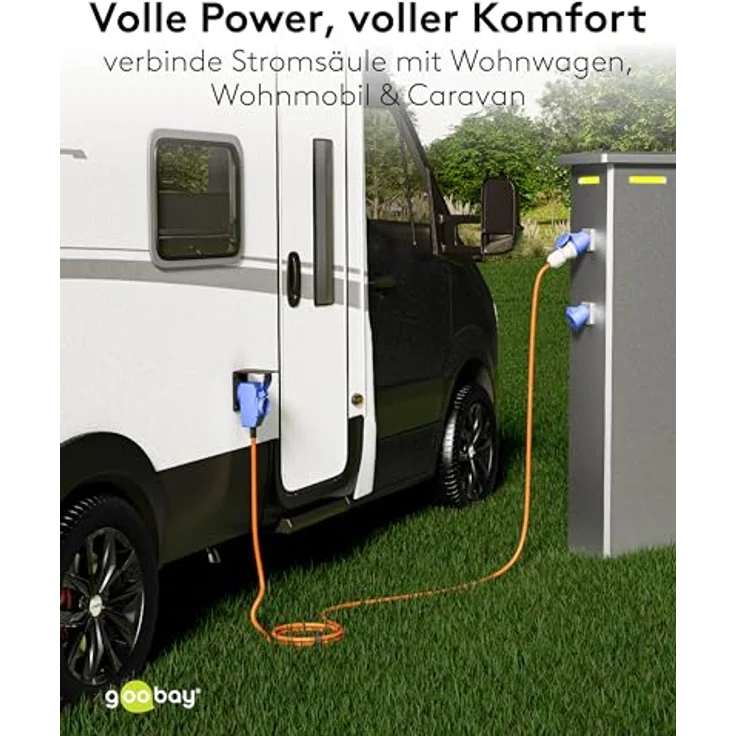 Goobay Camping Adapterleitung 1,5 m orange, CEE-Verlängerungskabel, öl- und UV-beständig, 3-fach Anschlussbuchse, IP44 Schutzart – Bild 3