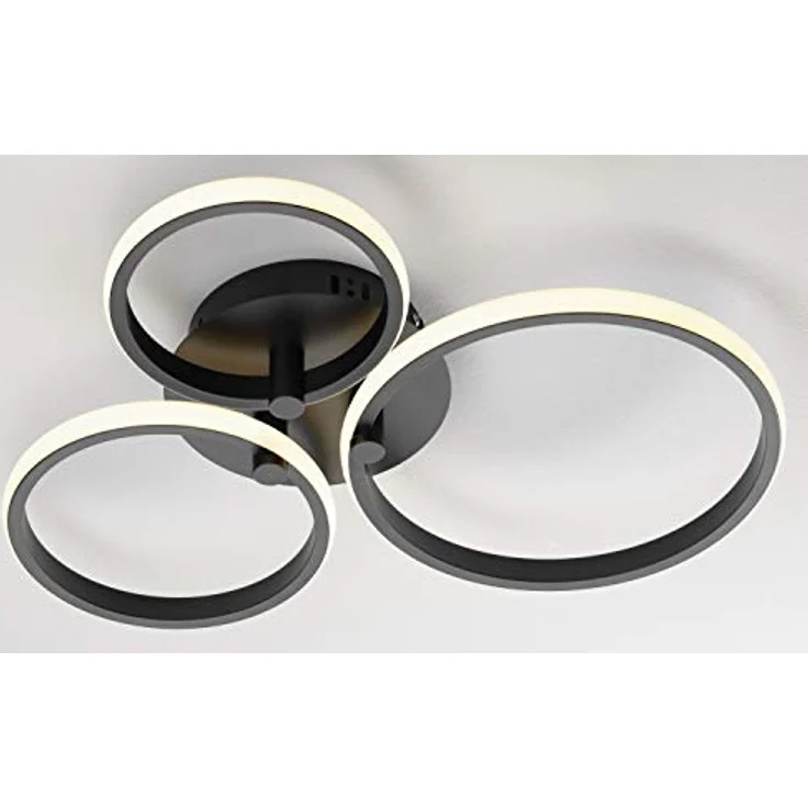casa NOVA Deckenleuchte LED CIRCLES (DH 50x7 cm) schwarz matt, dimmbar, Metallgestell, 3-Stufen Dimmer – Bild 2