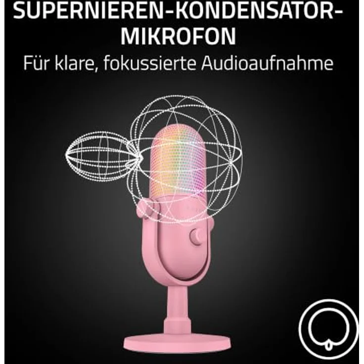 Razer Seiren V3 Chroma, RGB-USB-Mikrofon mit 32-Bit-DSP, Supernieren-Kondensatormikrofon und KI-Audioverarbeitung, Quartz – Bild 4