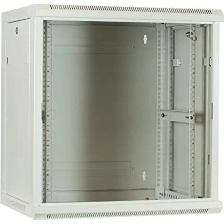 DSIT 12HE Netzwerkschrank (Serverschrank) 19 Zoll Wandmontage - mit Glastür - Weiß/Grauweiß - (BxTxH) 600 x 450 x 634mm - Abschließbar - Traglast 60 kg - Robuste Konstruktion – Bild 3