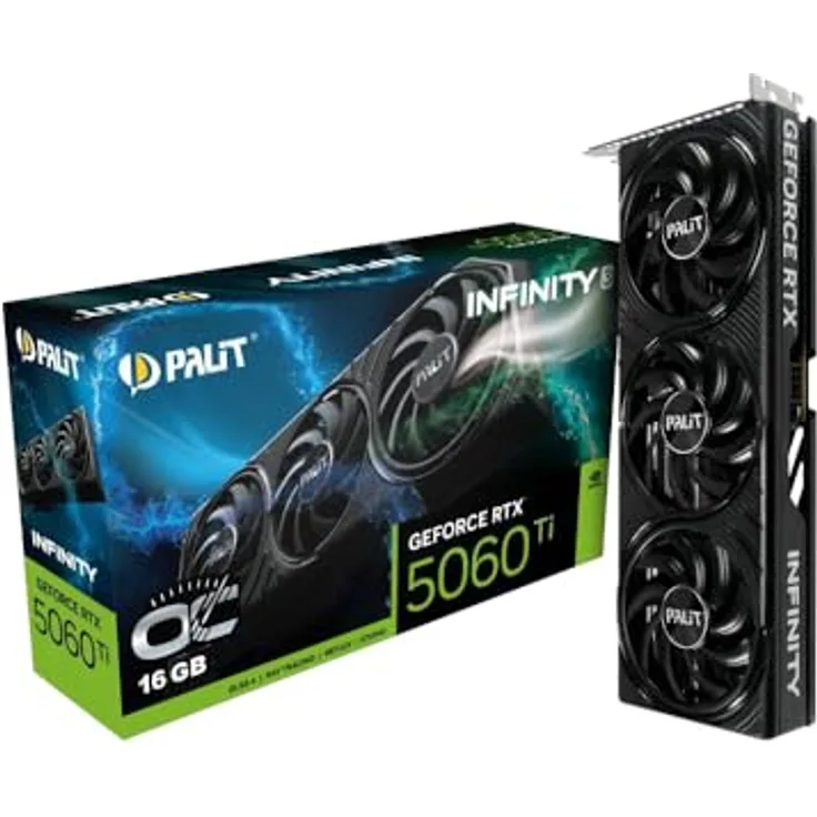 Palit GeForce RTX 5060 Ti Infinity 3 OC, 16GB GDDR7 Grafikkarte mit Ray Tracing und NVIDIA DLSS, PCIe 5.0