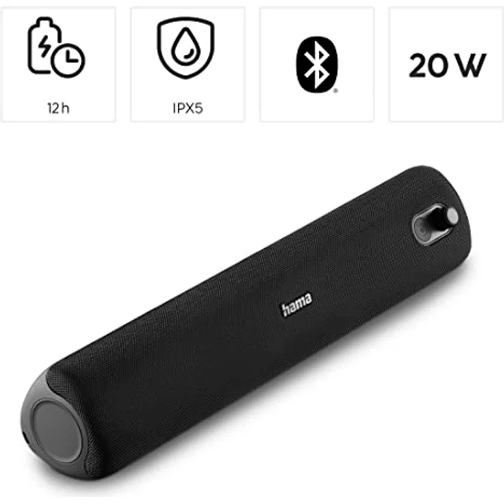 Hama PipeRoll 3.0 Bluetooth Lautsprecher (12 h Akkulaufzeit, Schwarz) – Bild 3
