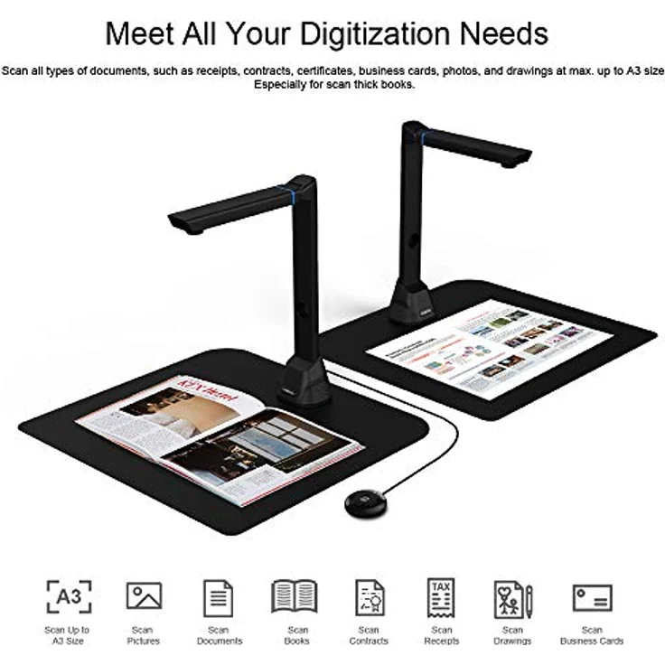 Viisan VK16 Dokumenten-und Buchscanner, A3-Vorlage digitalisiert blitzschnell, 16MP Sensor, OCR Texterkennung, Twain, Visualizer Windows & Mac – Bild 8