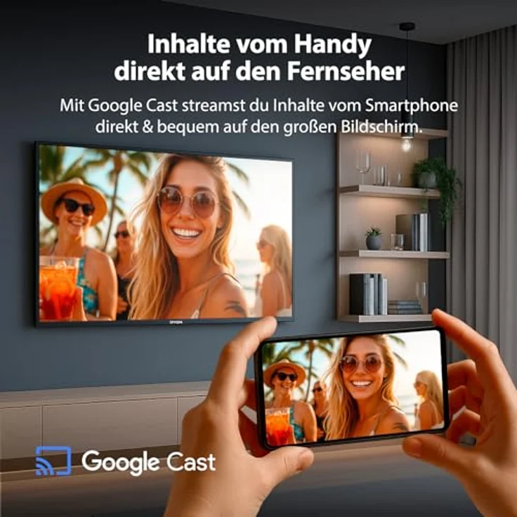 DYON nexGo 32H, 32 Zoll (80 cm) HD Smart TV mit Google TV, Sprachsteuerung, Google Assistant, Triple Tuner, Netflix, Prime Video, YouTube, Chromecast [Modell 2025] – Bild 5
