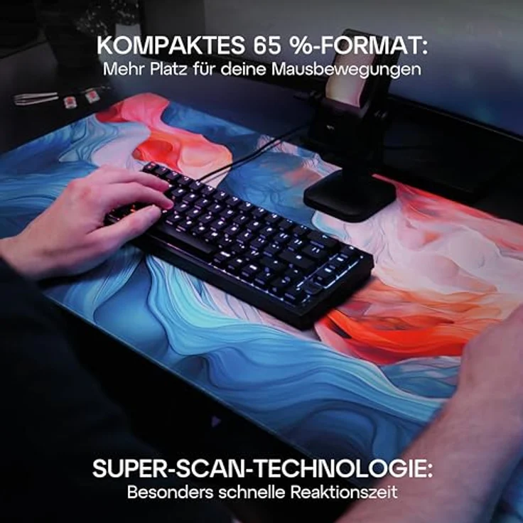 Xtrfy Cherry K5V2 Compact, mechanische Gaming-Tastatur im 65-Prozent-Format, Deutsches Layout (QWERTZ), Hot-Swap-Keyboard, Cherry MX2A RED Switches, Schwarz – Bild 5