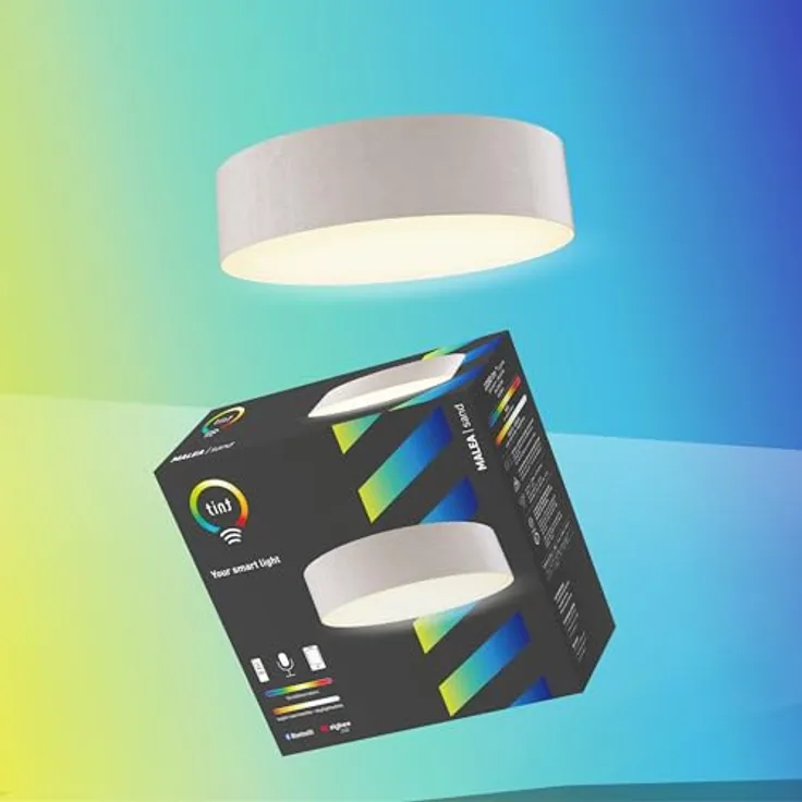 tint Smarte LED-Deckenleuchte Malea sand – Dimmbare Beleuchtung mit weißem (1800-6500 K) und farbigem RGB Licht, steuerbar per Alexa, Fernbedienung oder Bluetooth