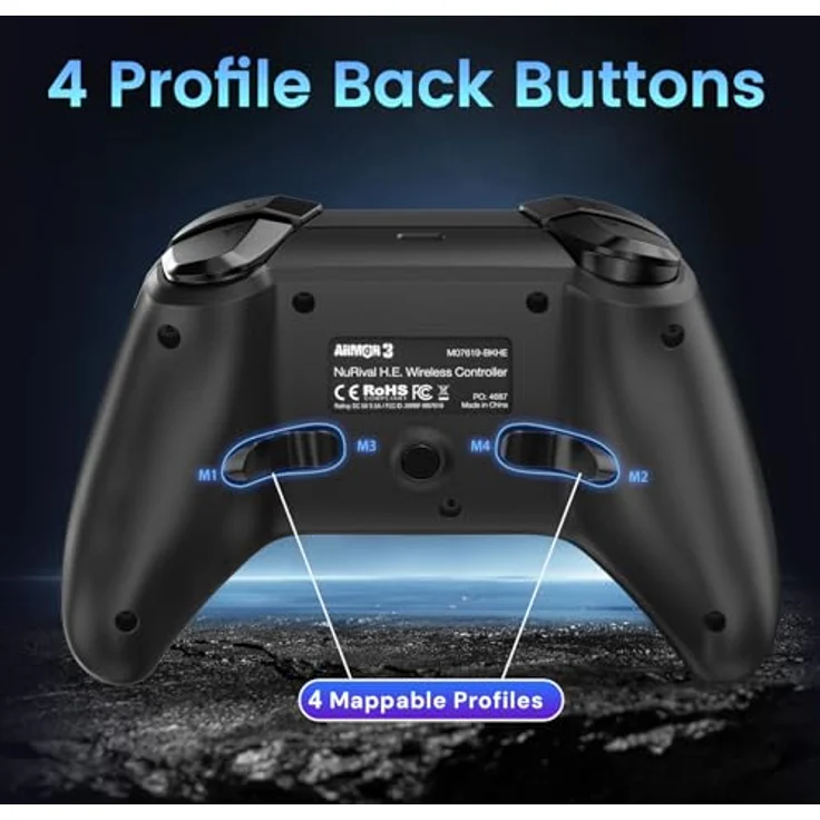 Hyperkin Armor3 NuRival Wireless Hall Effekt Controller, kabelloser Gamepad mit LED-Beleuchtung, schwarz – Bild 4