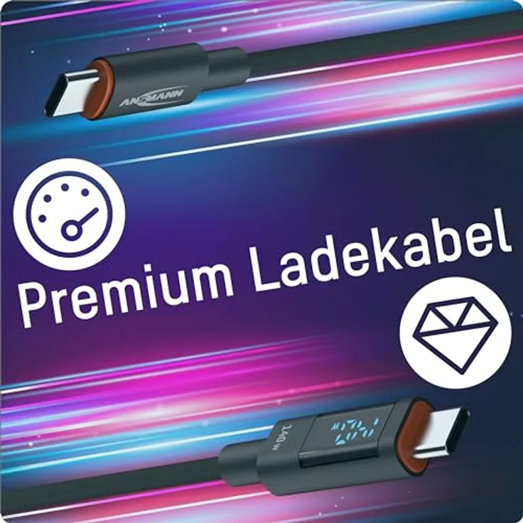 ANSMANN Ladekabel 200 cm USB Typ C für schnelles Aufladen von Smartphone, Tablet, Laptop, etc. mit bis zu 140 W Ausgangsleistung/Hochwertiges Kabel für Büro, Home Office, Gamer, Schlafzimmer – Bild 5