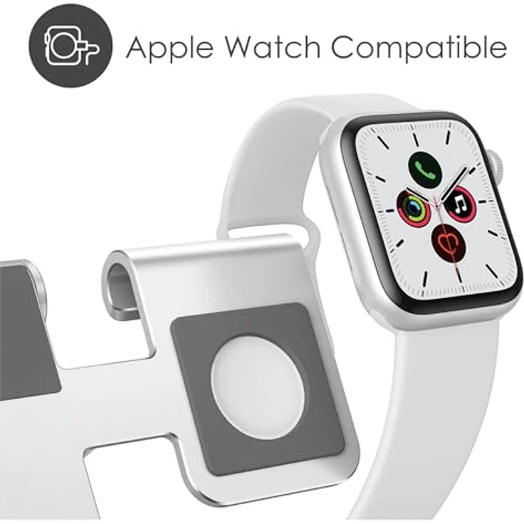 Desire2 Restore Pro Ladeständer für Apple Watch, faltbar, Aluminium, rutschfest, Silber – Bild 3