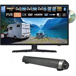 Reflexion_TV LDDW19iSB+ | DVD-Player| Smart-TV | 19 Zoll | für Wohnmobile und Wohnwagen | 12V KFZ-Adapter | mit Soundbar |HD Auflösung | HDMI, WLAN, Bluetooth | erschütterungsfest, schwarz, LDDW19i+ - Preisvergleich