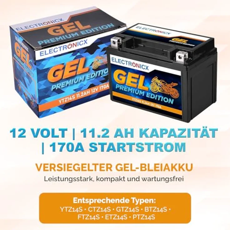 Electronicx Extreme Edition GEL Motorradbatterie 12Ah 12V, wartungsfrei, auslaufsicher, rüttelfest für Motorrad, Roller, Quad, ATV – Bild 5