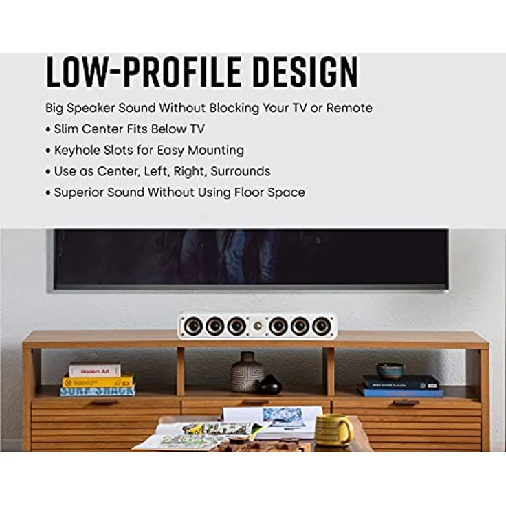 Polk Audio Signature Elite ES35 Centerlautsprecher, schlanker, hochauflösender Center Lautsprecher, Hi-Res zertifiziert, Dolby Atmos und DTS:X kompatibel (Stück), Weiß – Bild 3