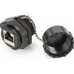 DIGITUS Industrie-Kupplung Cat-6 Geschirmt - 2x RJ45-Buchse - IP67 Staubdicht Wasserdicht - 250 MHz 1GBase-T Klasse-E, schwarz