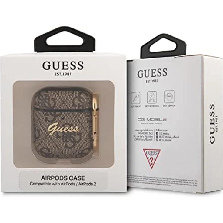 CG MOBILE Guess GUA24GSMW Hülle für AirPods braun 4G Script Metal Collection – Bild 2
