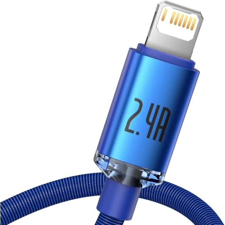 Baseus Crystal Shine Series Kabel USB Typ A - Lightning, 2.4A, 2m, blau, für schnelles Aufladen und Datenübertragung – Bild 2