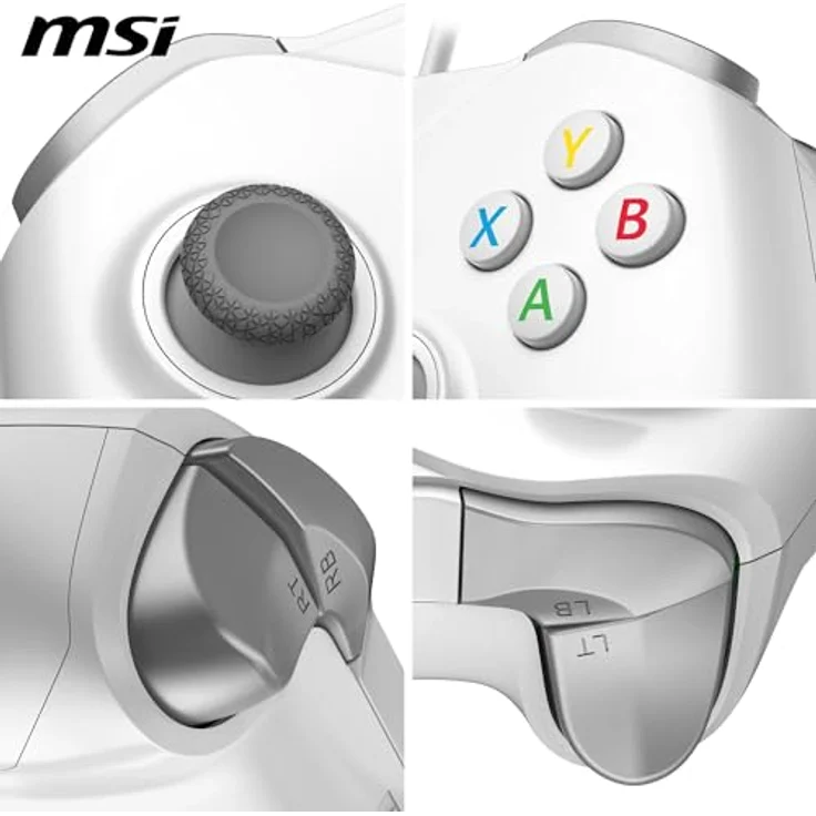 MSI FORCE GC200 WHITE, Gaming Controller für Android und PC, mit magnetischen Hall-Effekt-Triggern, ergonomischem Design und dynamischem haptischen Feedback, weiss – Bild 6