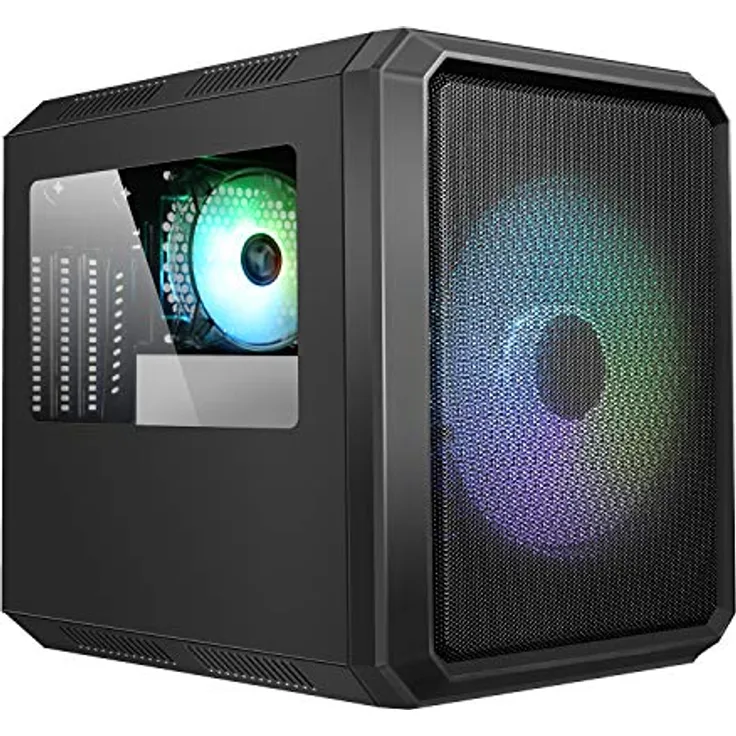 iTek Case QBO 8 EVO Micro ATX, USB3, 200+120mm ARGB Fan, Card Reader, 3X Trasp Window Schwarz